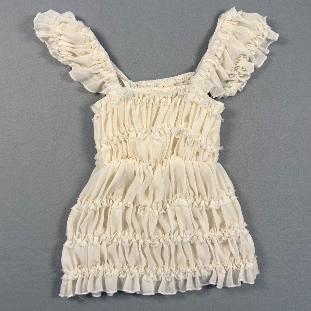 Love Notes Ruffle Blouse Womens Medium Cream Excellent